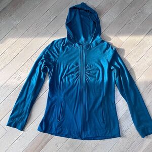 REI Women’s 100% Merino Wool Active Full Zip Hoodie -Teal Blue, Lightweight Warm